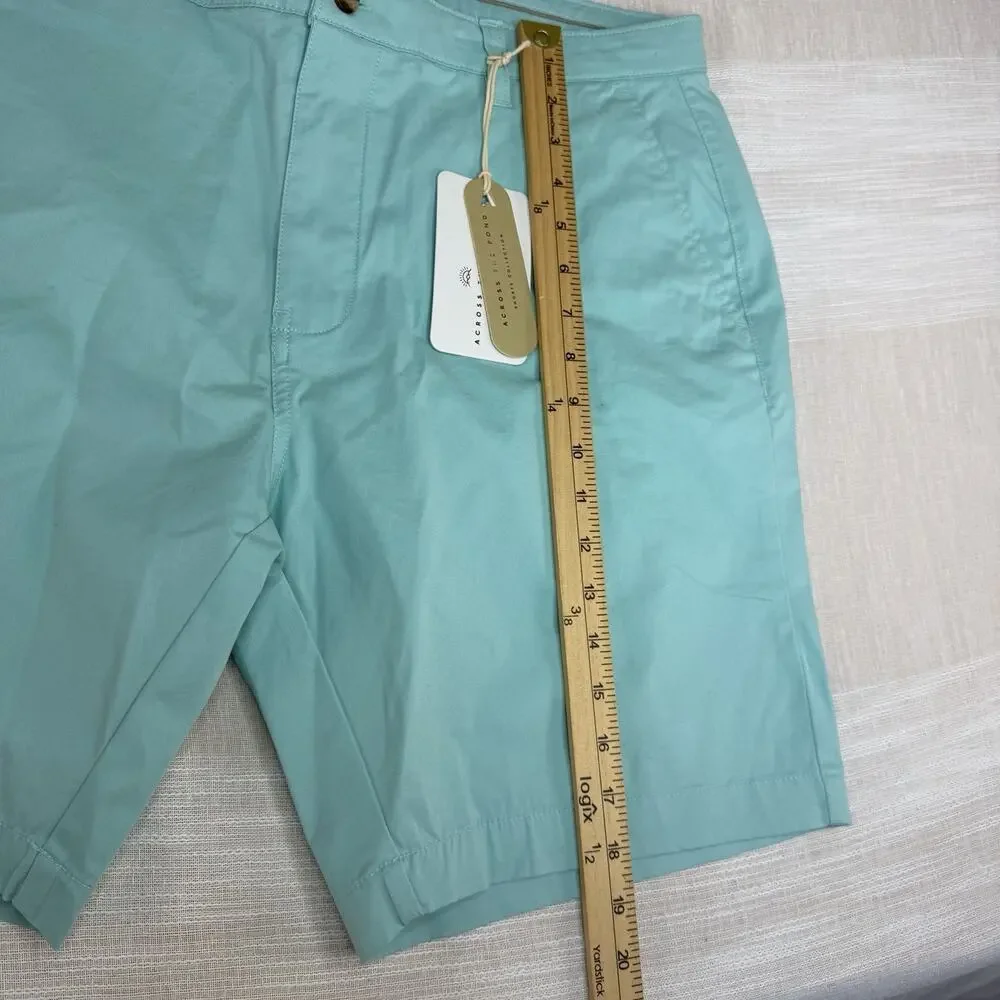Across The Pond Men's Slim Stretch Chino Shorts Sz‎ 34 Seafoam Green NWT